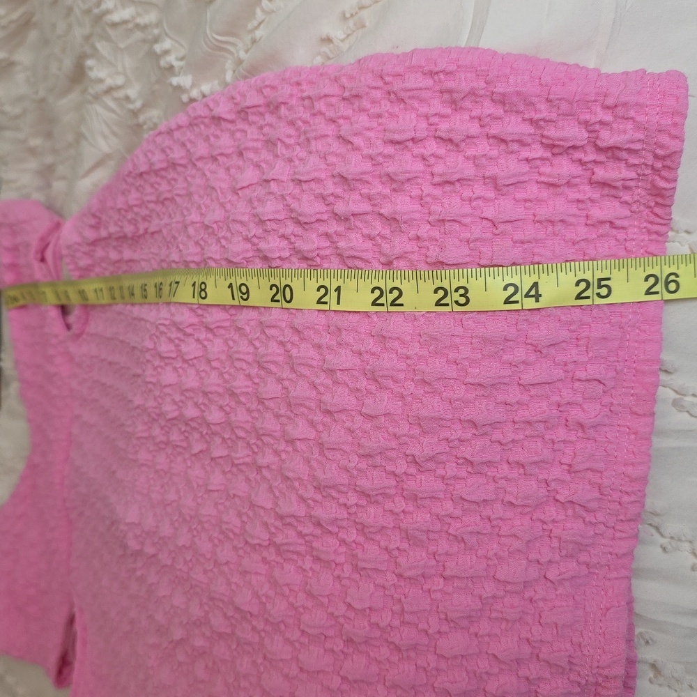 Bubble Knit Textured Cut-Out Bodycon Mini Dress Pink Medium Barbiecore Coquette - Picture 7 of 8